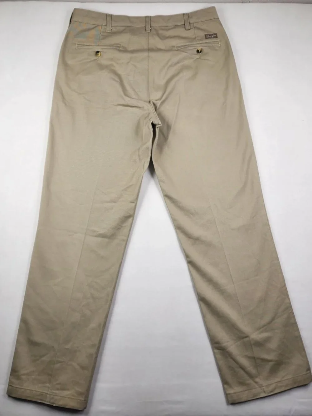 Wrangler Riata Mens 35x32 Khaki Tan 100% Cotton Western Pants 94KH Pleated Flaw